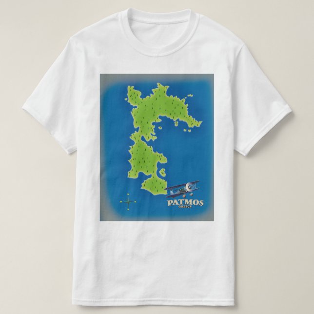 Patmos Greece island map T-Shirt (Design Front)