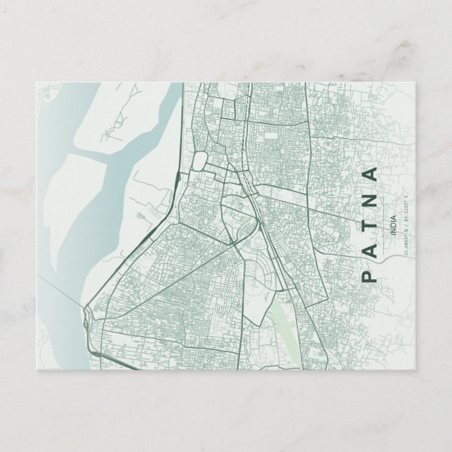 Patna India City Map Minimal Design Postcard (Front)