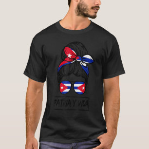 Patria Y Vida Sos Cuba Flag Messy Hair Women Bun G T-Shirt