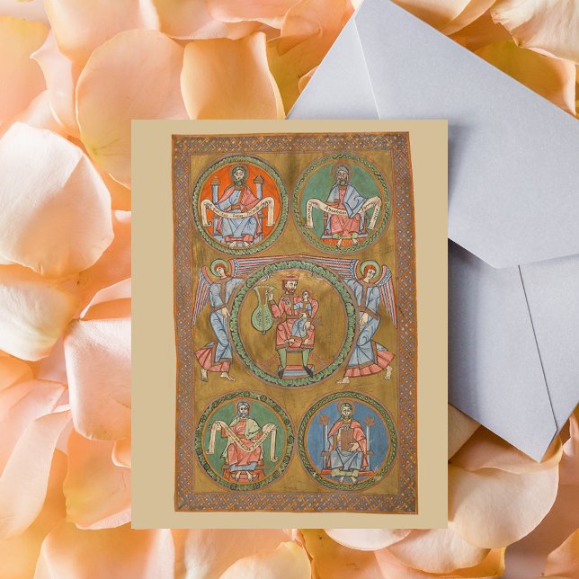 Patriarchs Abraham Isaac Jacob Medieval Manuscript Postcard (Patriarchs Abraham Isaac Jacob Medieval Manuscript Crhistian Old Testament Postcard)