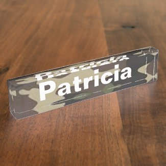 Patricia camo desk name plate