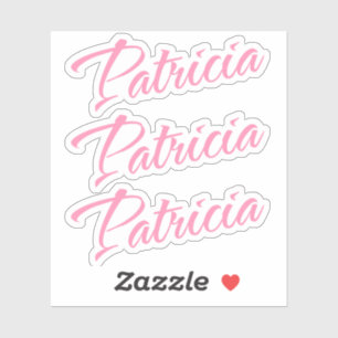 Patricia name in pink cursive font x3 sticker