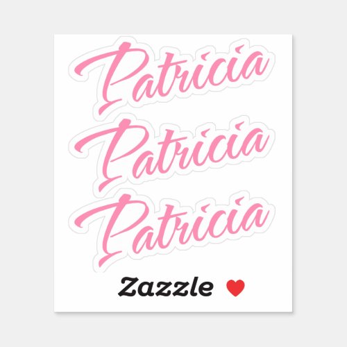 Patricia name in pink cursive font x3 sticker