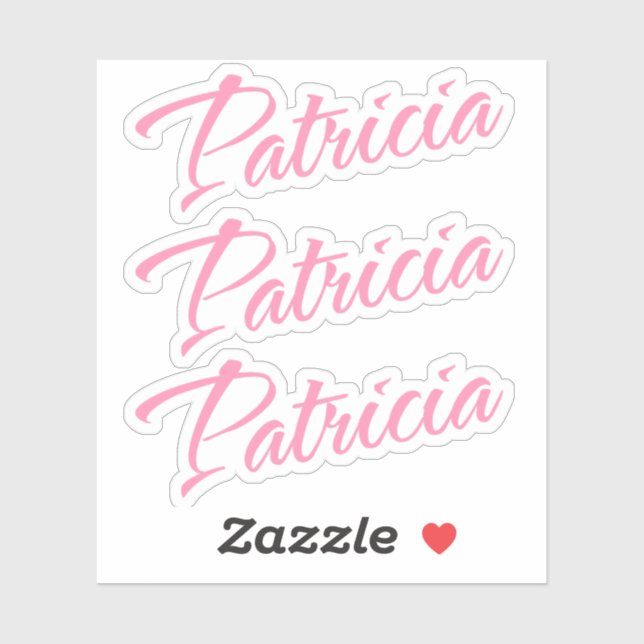 Patricia name in pink cursive font x3 sticker (Sheet)