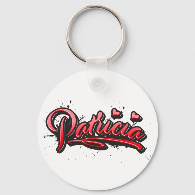 Patricia red Heart Graffiti Schlüsselanhänger Keychain (Front)