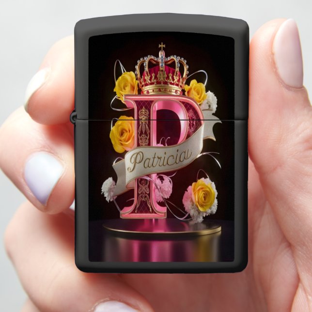 Patricia Regal P With Flowers Zippo Lighter (In Hand)