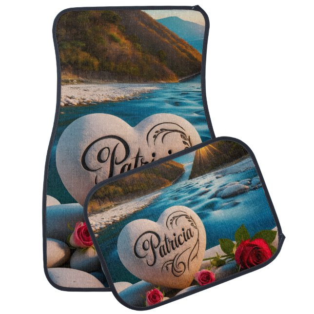 Patricia's River Heart Car Floor Mat (Set)