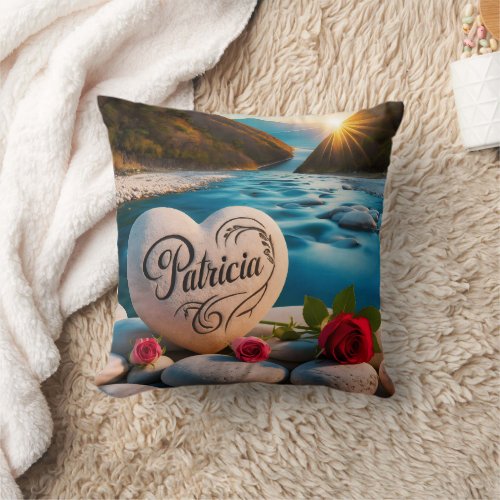 Patricias River Heart Throw Pillow