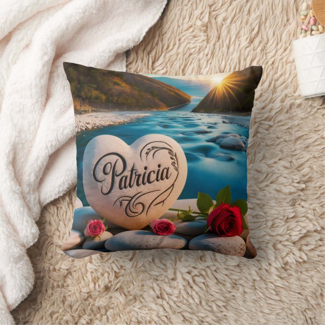 Patricia's River Heart Throw Pillow (Blanket)