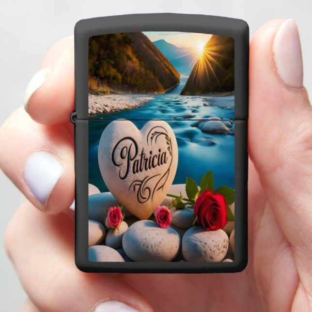Patricia's River Heart Zippo Lighter (In Hand)