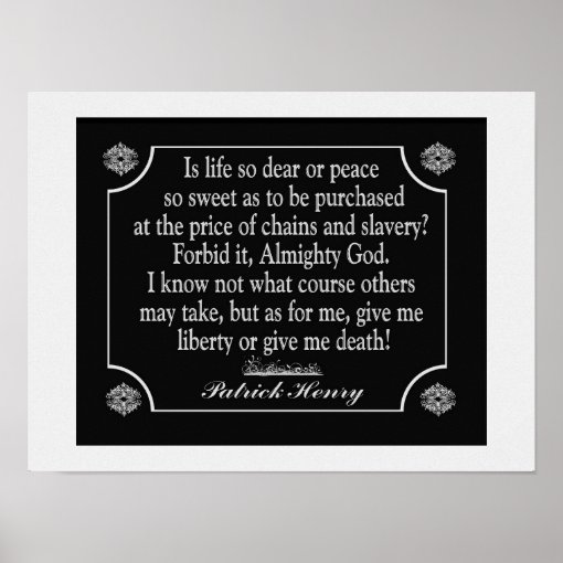 Patrick Henry Speech Quote - art print | Zazzle