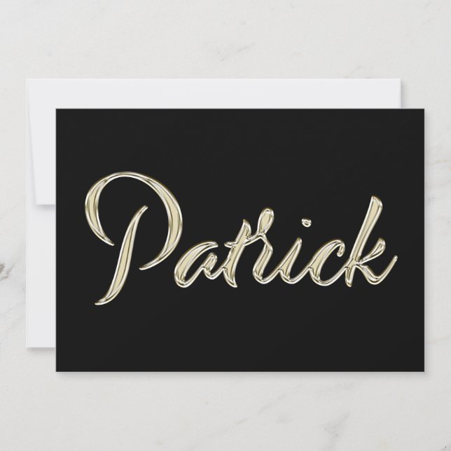 Patrick Name white gold Handwriting Card (Front)