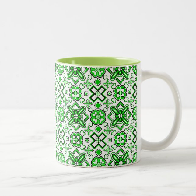 Patrick Pattern Rich Green Two-Tone Coffee Mug (Right)