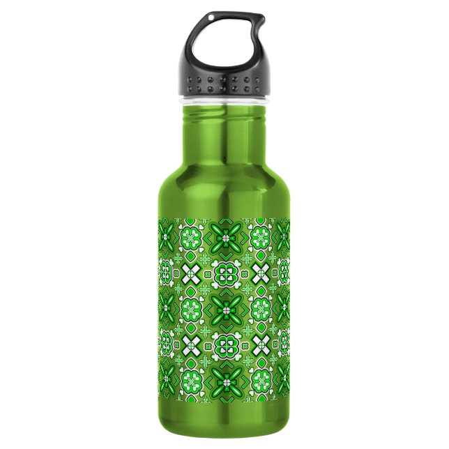 Patrick Pattern Rich Green Water Bottle (Front)