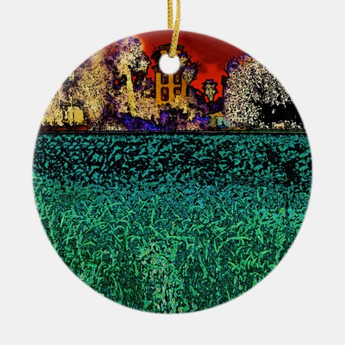 Patrick Ranch Chico CA In Red and Green Ceramic Ornament