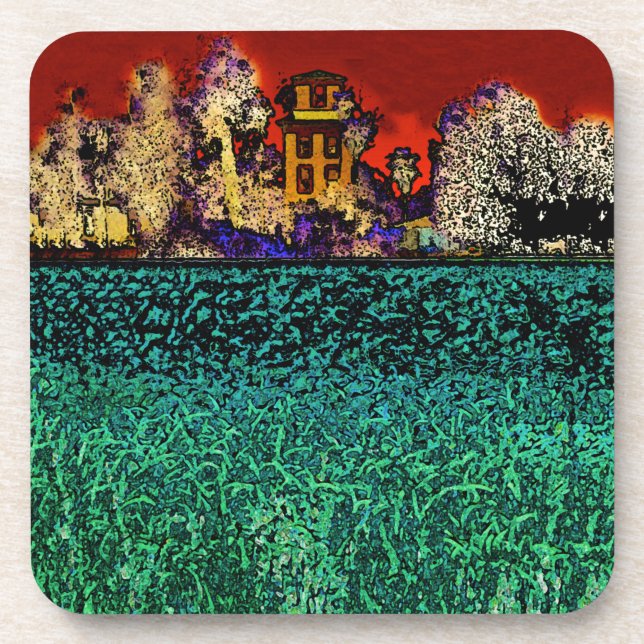 Patrick Ranch, Chico, CA (In Red and Green) Drink Coaster (Front)