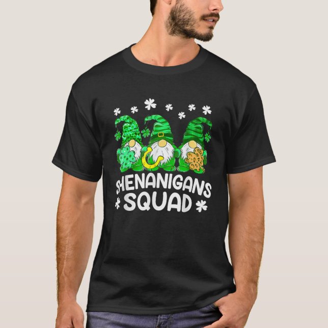 Patrick Shenanigans Squad Gnomes Funny St Patricks T-Shirt (Front)