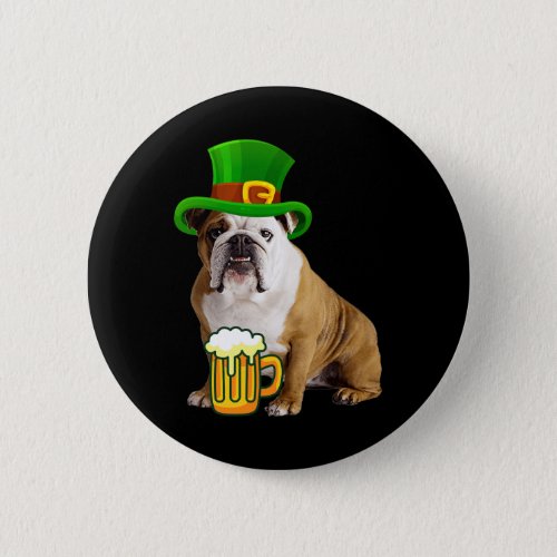 Patricks Day Bulldog Fun Irish  Button