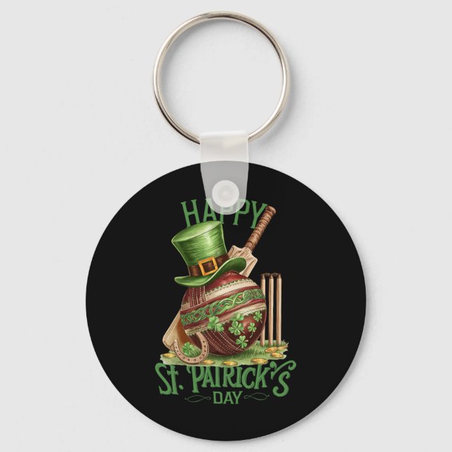 Patrick's Day Costume Cricket Hat Four-leaf Clover Keychain (Front)