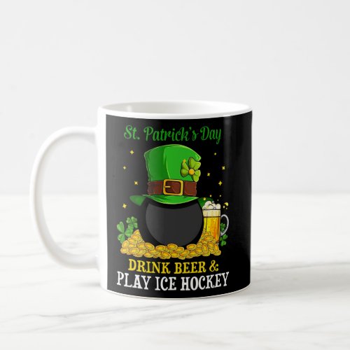 Patricks Day Drink Beer Play Ice Hockey Fun Sport Coffee Mug