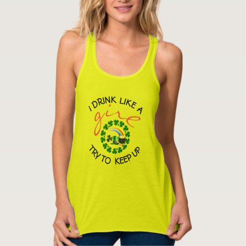 patricks day drink like a girl luck of irish beer tank top