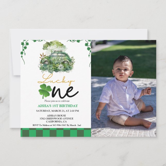 Patrick's Day First Birthday Party Lucky One Party Invitation (Front)