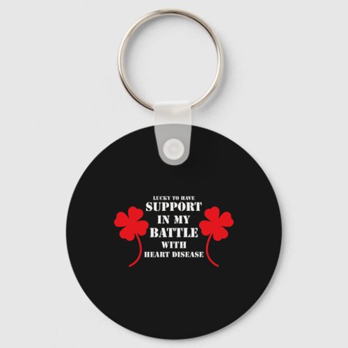 Patricks Day Four Leaf Clover Heart Disease Awaren Keychain