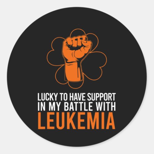 Patricks Day Four Leaf Clover Leukemia Awareness M Classic Round Sticker