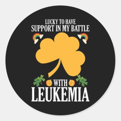 Patricks Day Four Leaf Clover Leukemia Awareness M Classic Round Sticker