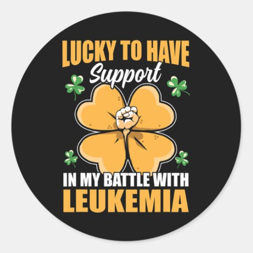 Patricks Day Four Leaf Clover Leukemia Awareness M Classic Round Sticker