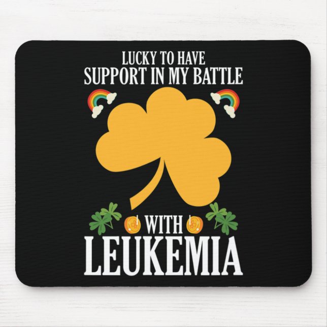 Patricks Day Four Leaf Clover Leukemia Awareness M Mouse Pad (Front)