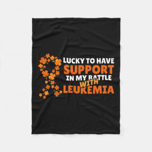 Patricks Day Four Leaf Clover Orange Leukemia Awar Fleece Blanket