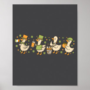 Patricks Day,funny Goose, Shamrock, Beer Gift Tee  Poster