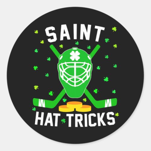Patricks Day Saint Hat Tricks Hockey Shamrock Kids Classic Round Sticker