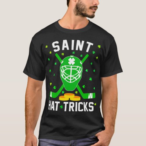 Patricks Day Saint Hat Tricks Hockey Shamrock Kids T_Shirt