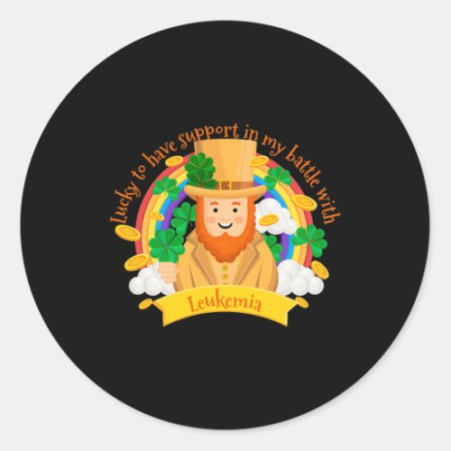 Patricks Four Leaf Clover Leprechaun Leukemia Awar Classic Round Sticker