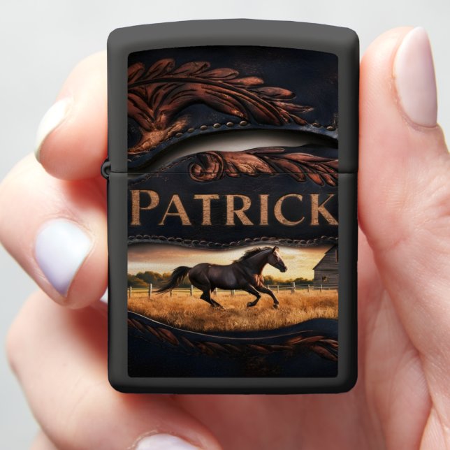 Patrick's Horse Running In Field Zippo Lighter (In Hand)