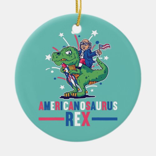 Patriodic American Americanosaurus rex 4th of Ceramic Ornament