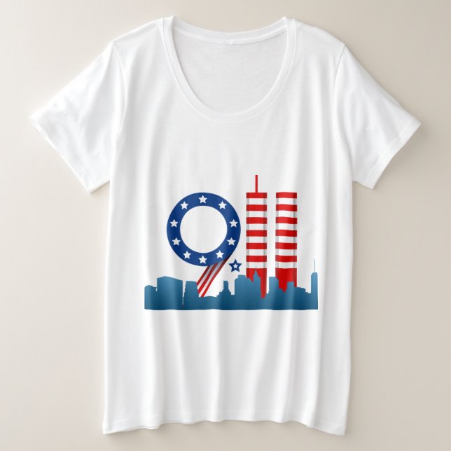 Patriot 9-11 Day Plus Size T-Shirt (Design Front)