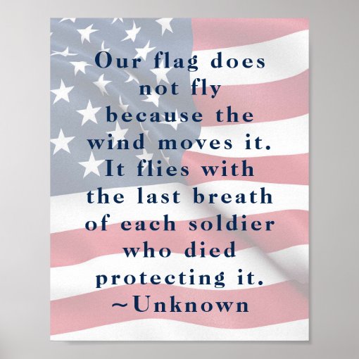 Patriot American Flag Freedom Soldier Quote Poster | Zazzle