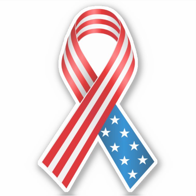 Patriot American Flag Ribbon Sticker (Front)
