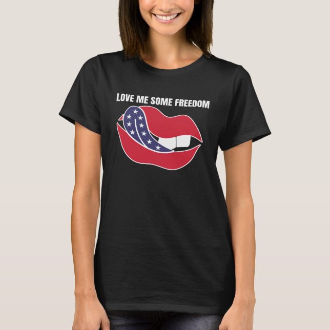 Patriot American Love Me Some Freedom USA Tongue L T-Shirt (Front)