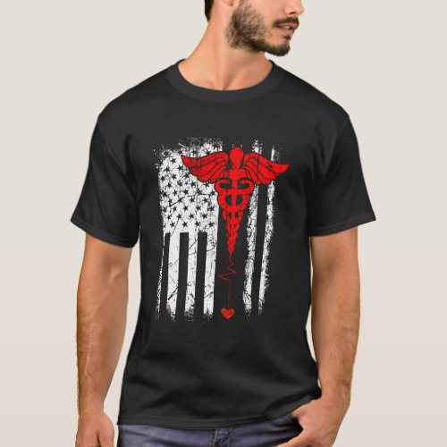 Patriot Apparel Nurse Thin Red Line American Flag T_Shirt