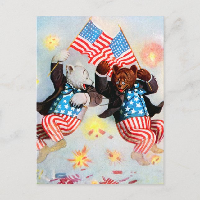 Patriot Bear Celebrate the Fourth of July Postcard (Front)