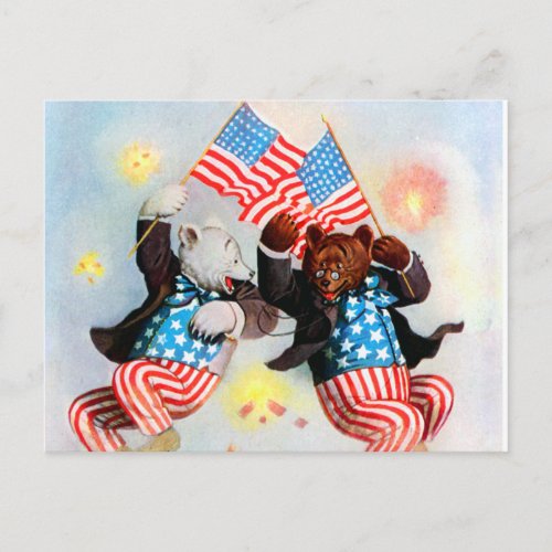 Patriot Bear Celebrate the Fourth of July Postcard