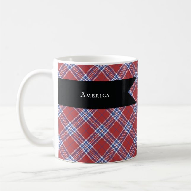 Patriot Color Plaid Patriotic Tea Cup (Left)