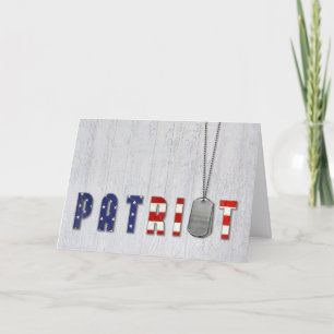 Patriot Dog Tags on wood Letterpress Thank You Card