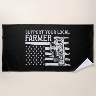 Patriot Farming Tractor USA Flag Farmer Father's D Beach Towel