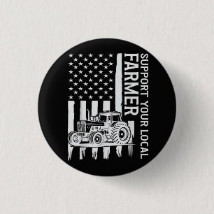 Patriot Farming Tractor USA Flag Farmer Father's D Button