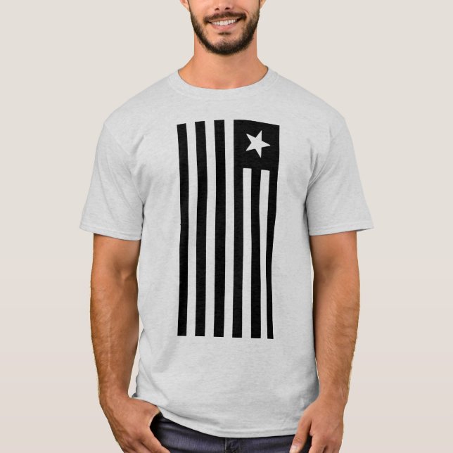 PATRIOT FLAG BLACK AND WHITE STAR AND STRIPES T-Shirt (Front)